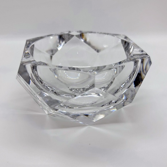 Val St Lambert Crystal Ashtray Diamond Cut Faceted - Picture 1 of 11